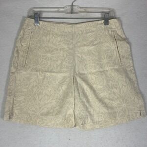 Tommy‎ Bahama Floral Print Shorts Beige Womens 109% Silk Casual Pockets